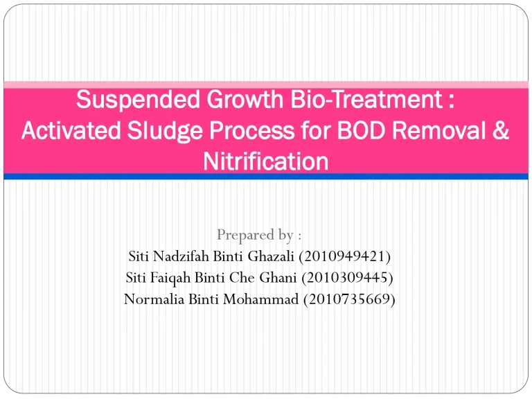 Suspended Growth Bio-Treatment : Activated Sludge Process for BOD Removal & Nitrification
