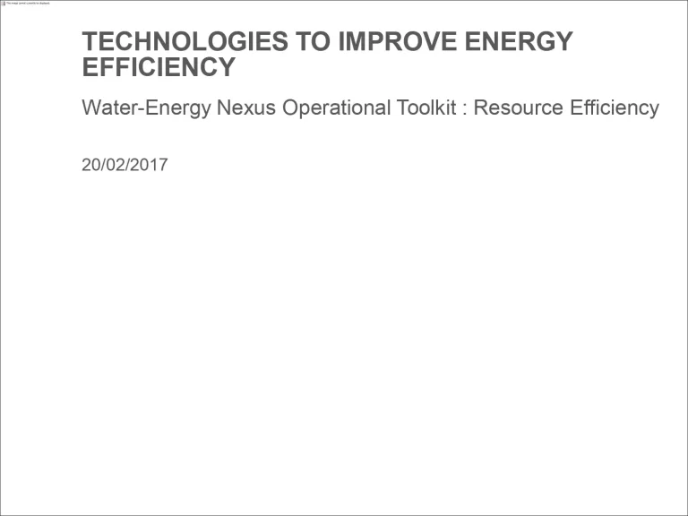 Technologies to Improve Energy Efficiency