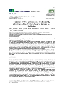 Treatment Of Olive Oil Processing Wastewater By Ultrafiltration, Nanofiltration, Reverse Osmosis And Biofiltration