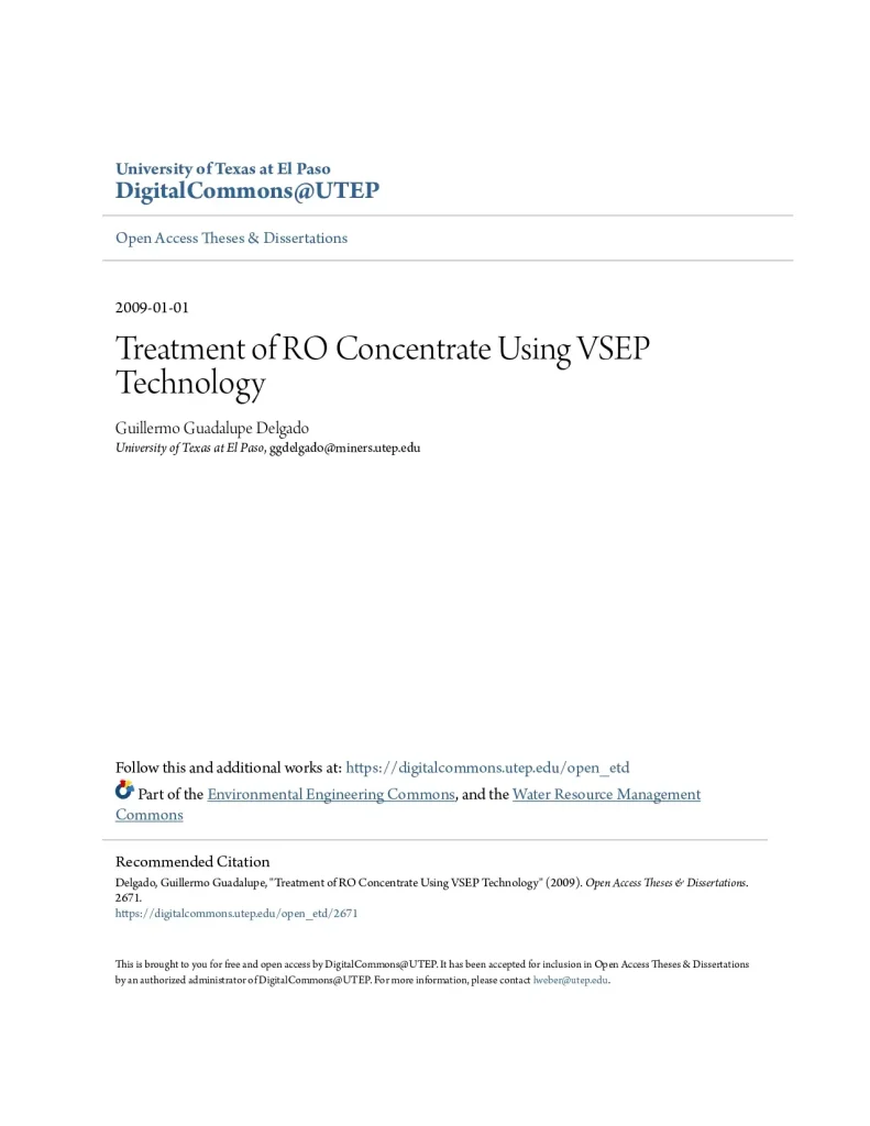 Treatment of RO Concentrate Using VSEP Technology