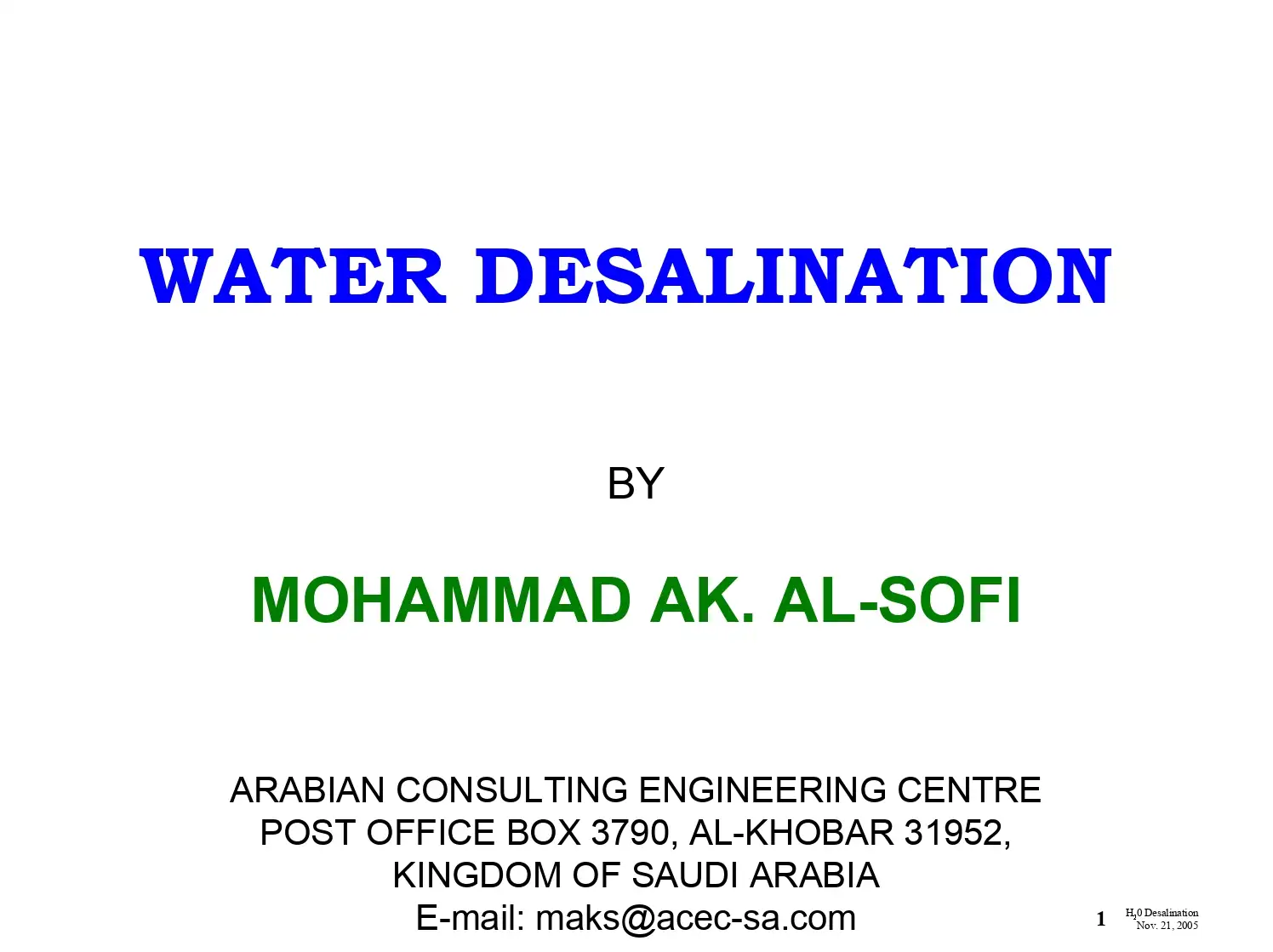 Water Desalination History