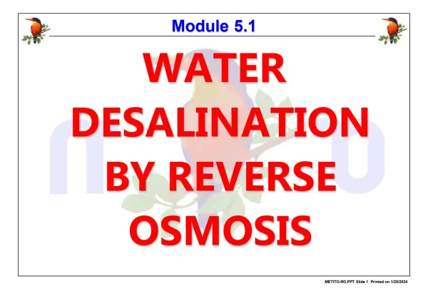 Water Desalination by Reverse Osmosis
