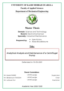 Analytical Analysis And Maintenance Of A Centrifugal Pump