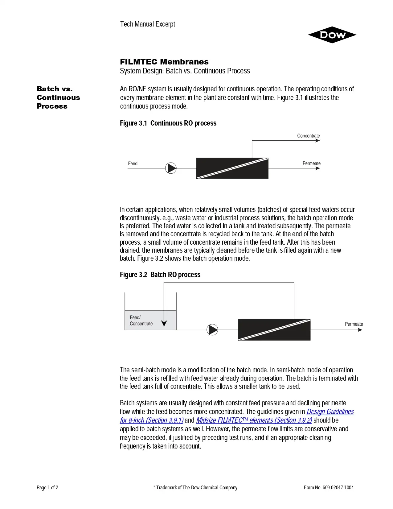 Filmtec Membranes System Design: Batch vs. Continuous Process