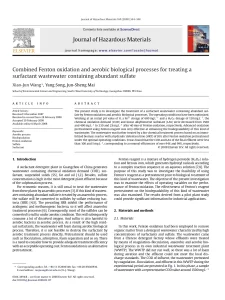 Combined Fenton Oxidation And Aerobic Biological Processes For Treating A Surfactant Wastewater Containing Abundant Sulfate