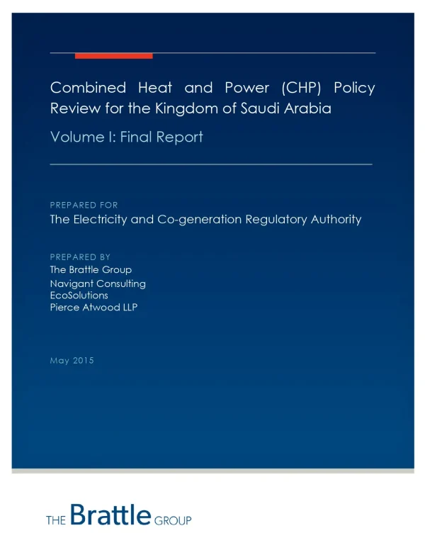 Combined Heat And Power (CHP) Policy Review For The Kingdom Of Saudi Arabia Volume I: Final Report