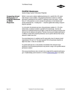 Comparing Actual Performance of Filmtec Elements to ROSA Projection