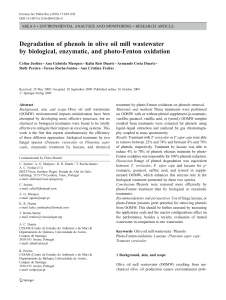 Degradation Of Phenols In Olive Oil Mill Wastewater By Biological, Enzymatic, And Photo-Fenton Oxidation