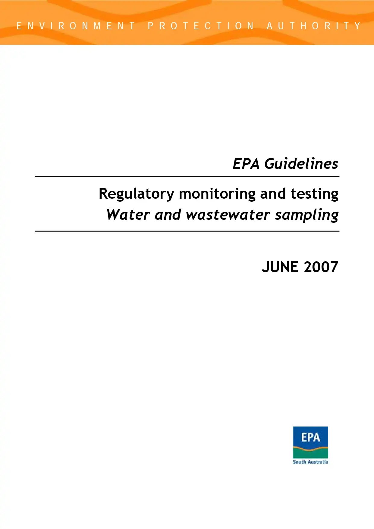 EPA Guidelines: Regulatory Monitoring and Testing Water and Wastewater Sampling