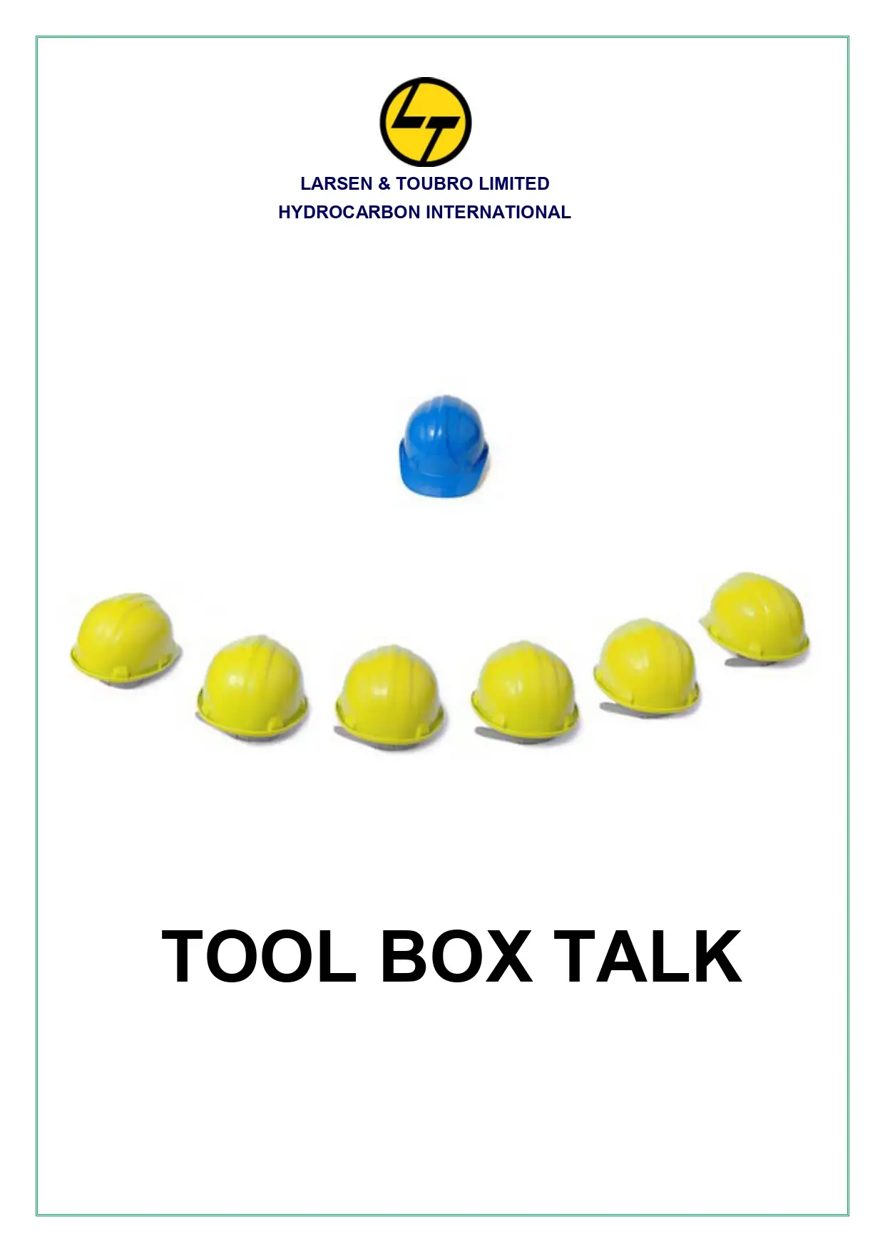 Hydrocarbon International: Tool Box Talk