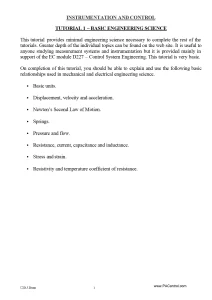 Instrumentation And Control Tutorial 1 – Basic Engineering Science