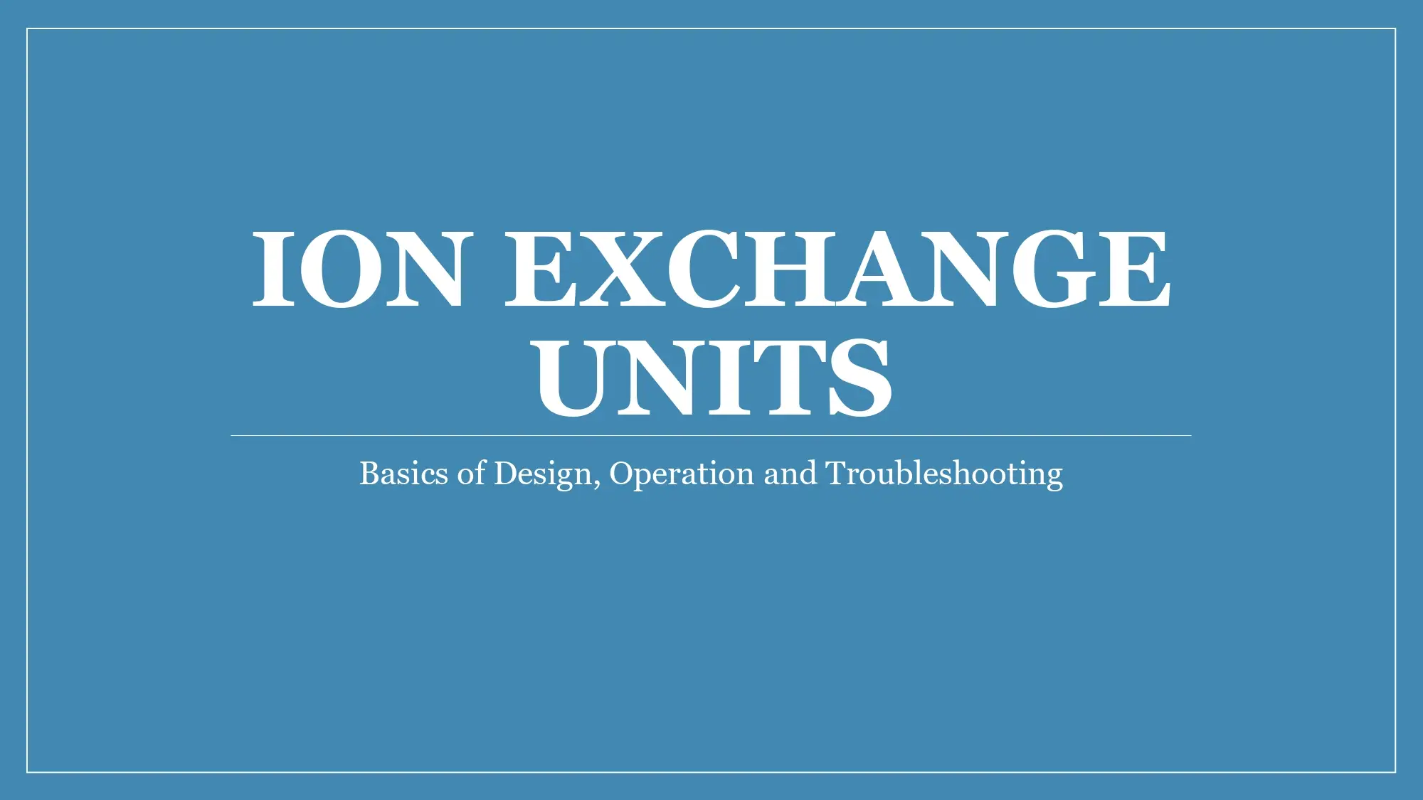 Ion Exchange Units