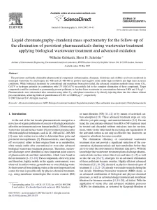Liquid Chromatography – (Tandem) Mass Spectrometry For The Follow-Up Of The Elimination Of Persistent Pharmaceuticals During Wastewater Treatment Applying Biological Wastewater Treatment