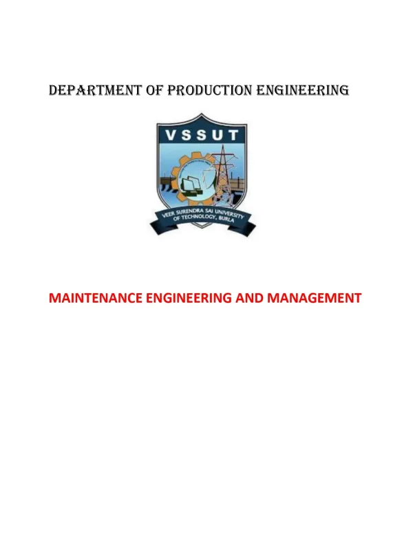 Maintenance Engineering And Management