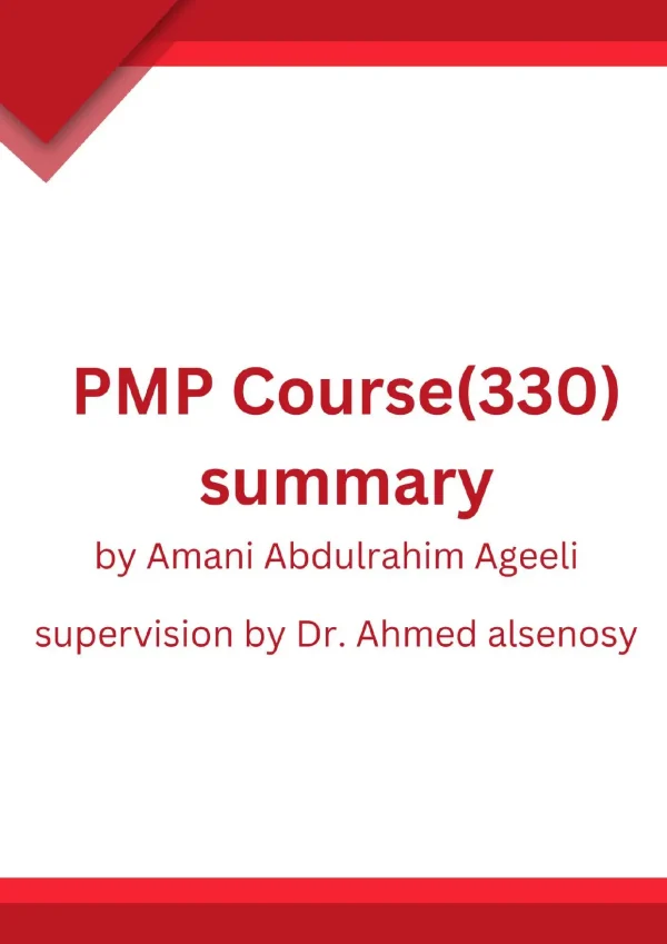 PMP Course ( 330 ) Summary