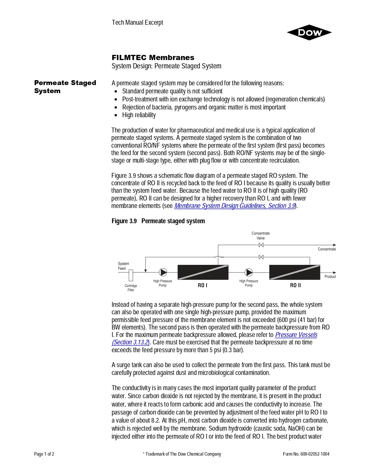 Filmtec Membranes System Design: Permeate Staged System