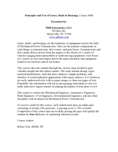 Principles and Use of Gears, Shaft & Bearings,