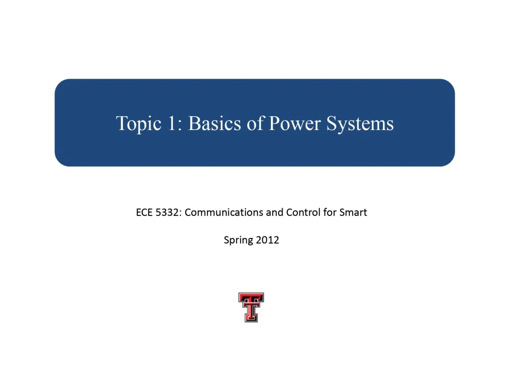 Topic 1: Basics Of Power Systems