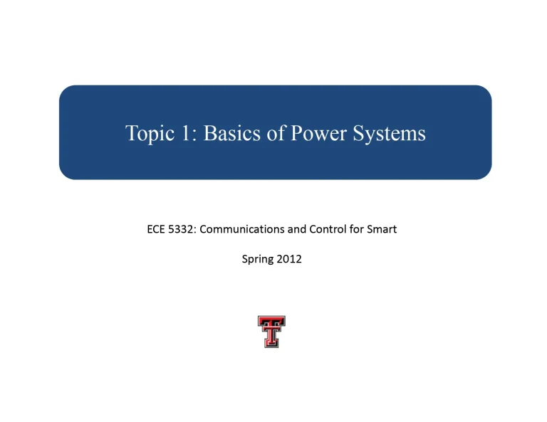 Topic 1: Basics Of Power Systems