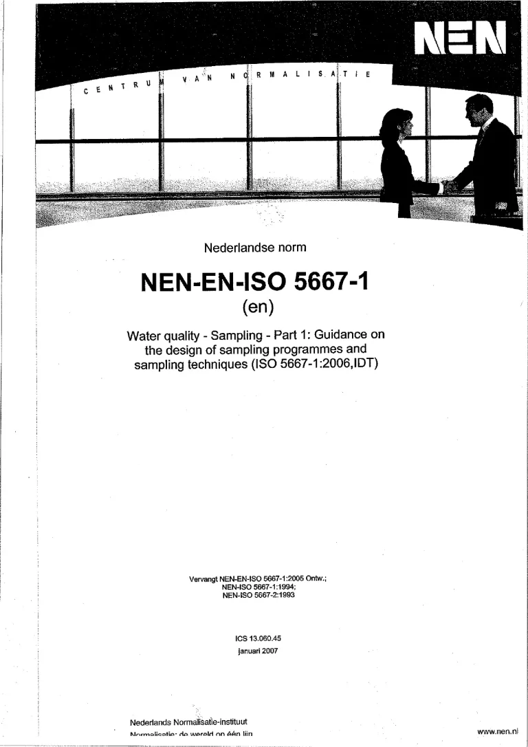 Water Quality - Sampling - Part 1 : Guidance on The Design of Sampling Programmes and Sampling Techniques (ISO 5667-1:2006)
