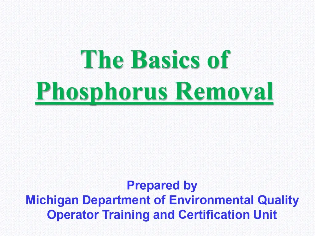 The Basics of Phosphorus Removal