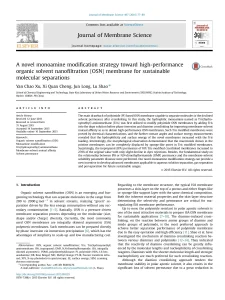 A Novel Monoamine Modification Strategy Toward High-Performance Organic Solvent Nanofiltration (OSN) Membrane For Sustainable Molecular Separations