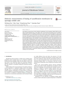 Dielectric Measurements Of Fouling Of Nanofiltration Membranes By Sparingly Soluble Salts