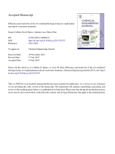 Efficiency And Sensitivity Of The Wet Oxidation/Biological Steps In Coupled Pharmaceutical Wastewater Treatment