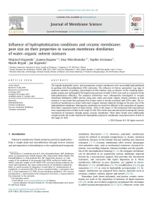 Influence Of Hydrophobization Conditions And Ceramic Membranes Pore Size On Their Properties In Vacuum Membrane Distillation Of Water–Organic Solvent Mixtures