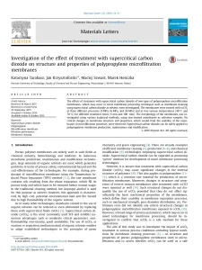 Investigation Of The Effect Of Treatment With Supercritical Carbon Dioxide On Structure And Properties Of Polypropylene Microfiltration Membranes