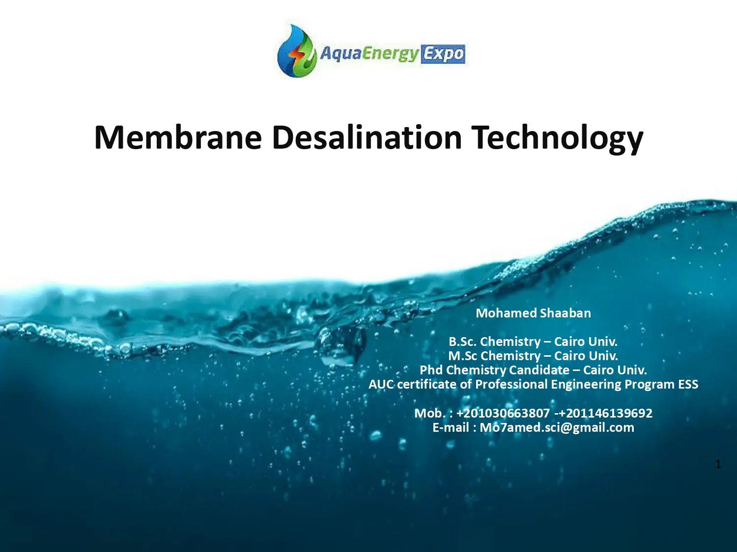 Membrane Desalination Technology