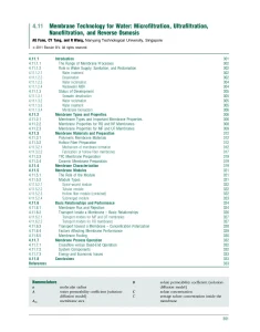 Membrane Technology For Water: Microfiltration, Ultrafiltration, Nanofiltration, And Reverse Osmosis