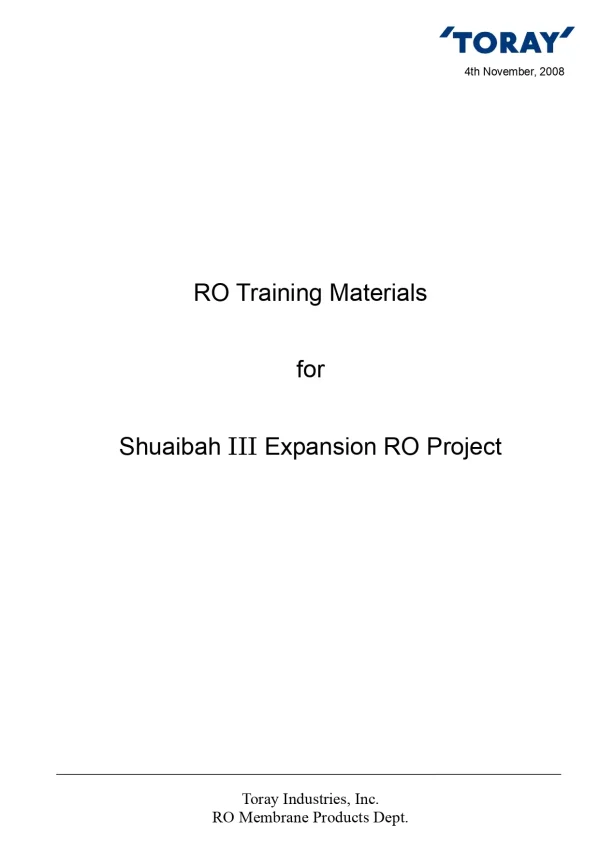 RO Training Materials For Shuaibah III Expansion RO Project
