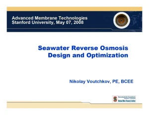 Seawater Reverse Osmosis Design and Optimization