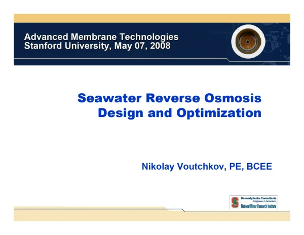 Seawater Reverse Osmosis Design and Optimization