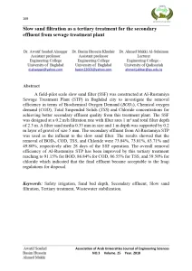 Slow Sand Filtration As A Tertiary Treatment For The Secondary Effluent From Sewage Treatment Plant