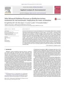 Solar Advanced Oxidation Processes As Disinfection Tertiary Treatments For Real Wastewater: Implications For Water Reclamation