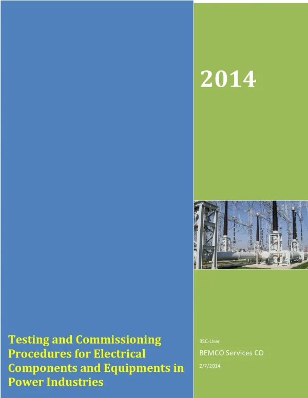 Testing And Commissioning Procedures For Electrical Components And Equipments In Power Industries