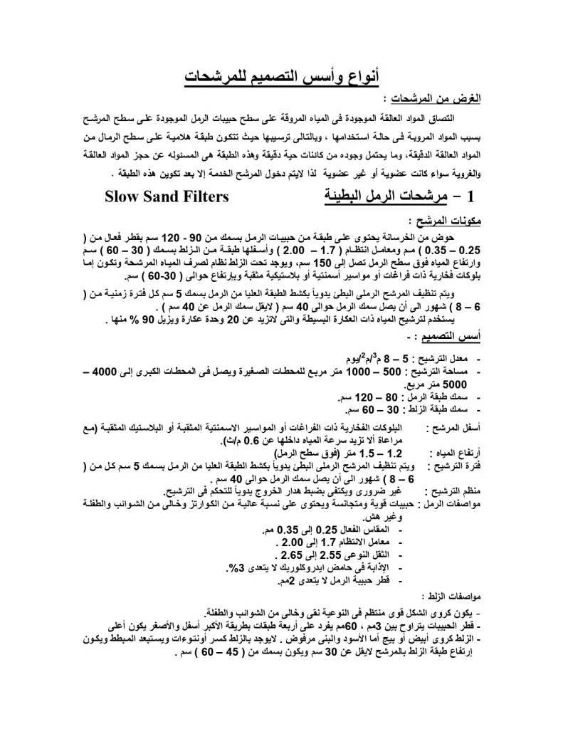 أنواع وأسس التصميم للمرشحات