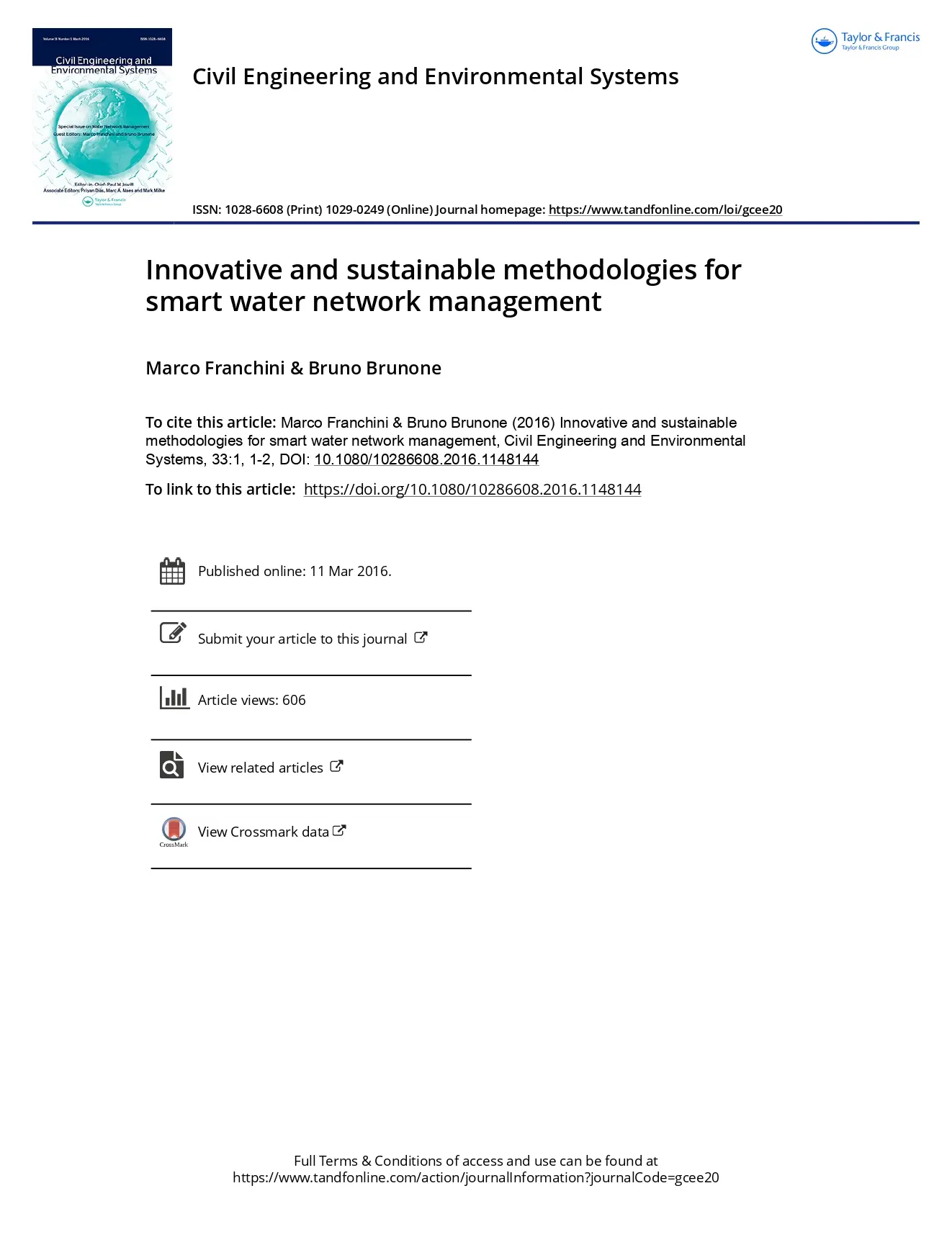 Innovative and Sustainable Methodologies for Smart Water Network Management