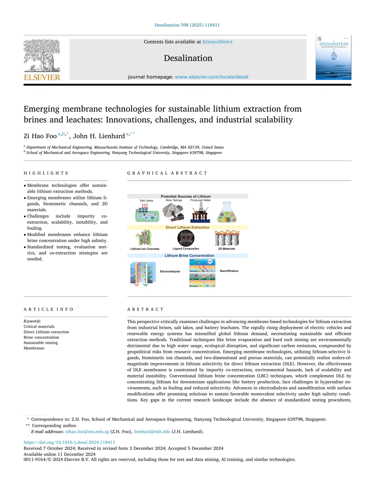 Emerging Membrane Technologies for Sustainable Lithium Extraction from Brines and Leachates- Innovations, Challenges, and Industrial Scalability